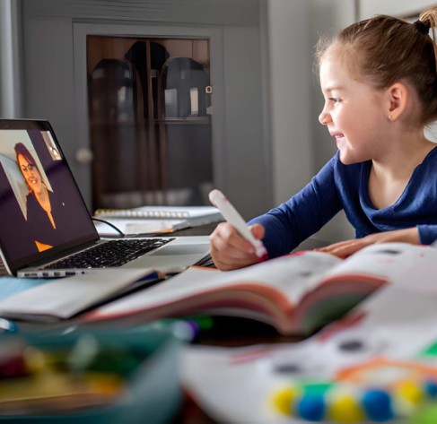 Girls taking online classes to show we are giving live one on tutoring session at mastering math online for the how we work page