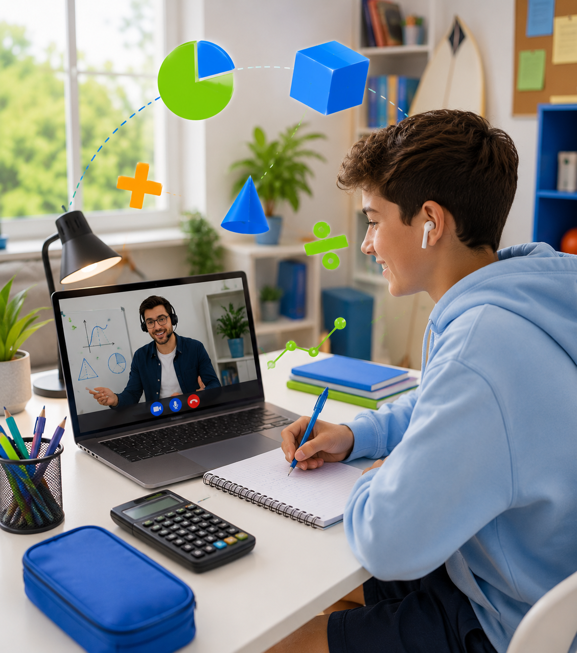 student taking online year 7 maths class at mastering math online
