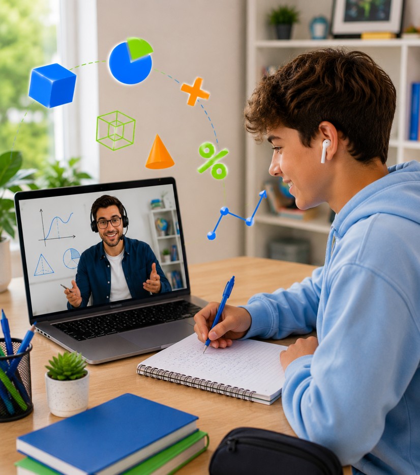 student taking online years 8 math tutoring