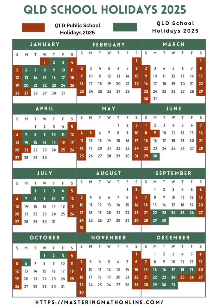 QLD School Holidays 2025 Dates Calendar