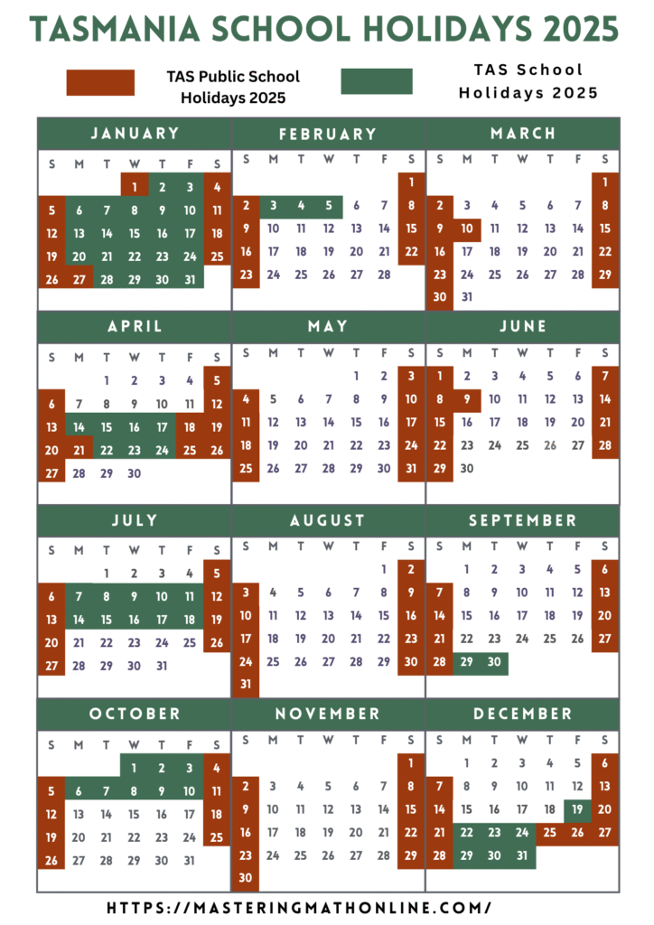 Tasmania School Holidays 2025 Dates Calendar