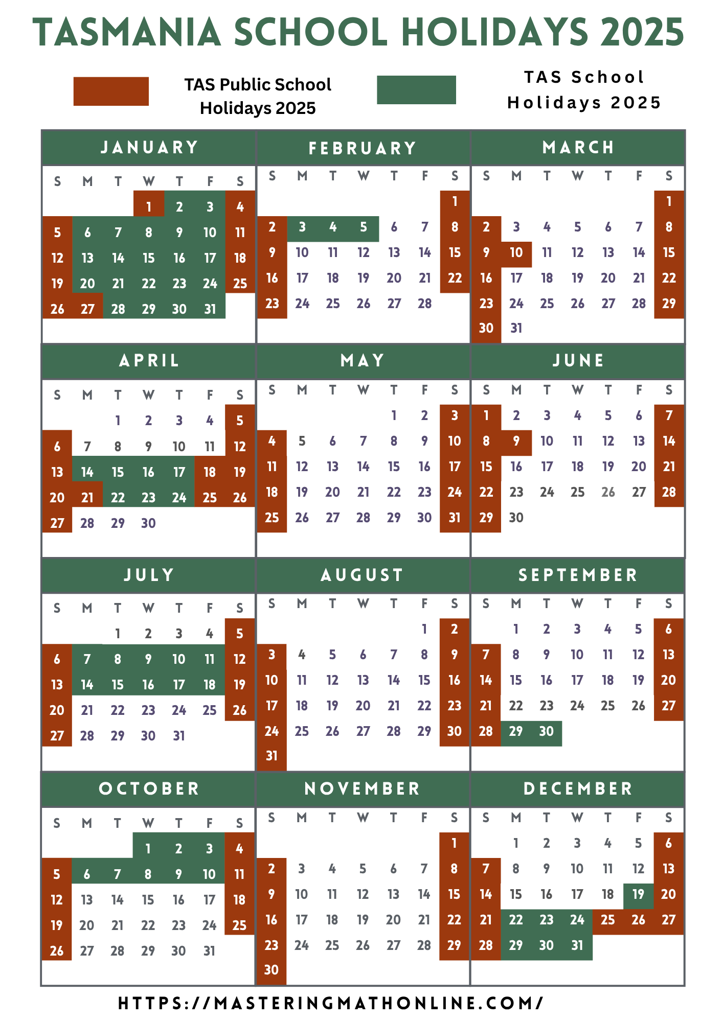 Tasmania School Holidays 2025 -Term Dates & Public Holidays