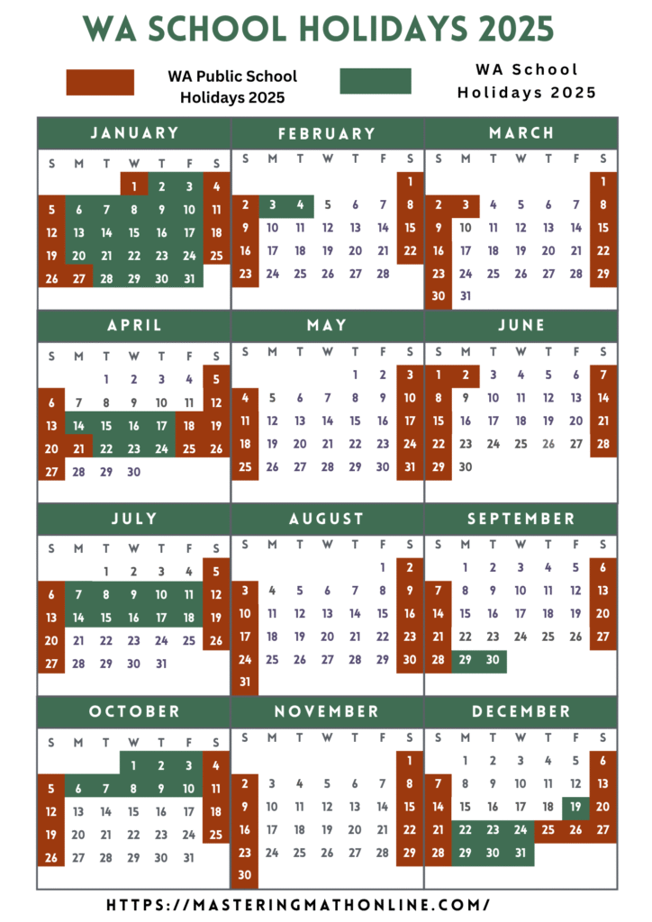 WA School Holidays 2025 Dates Calendar